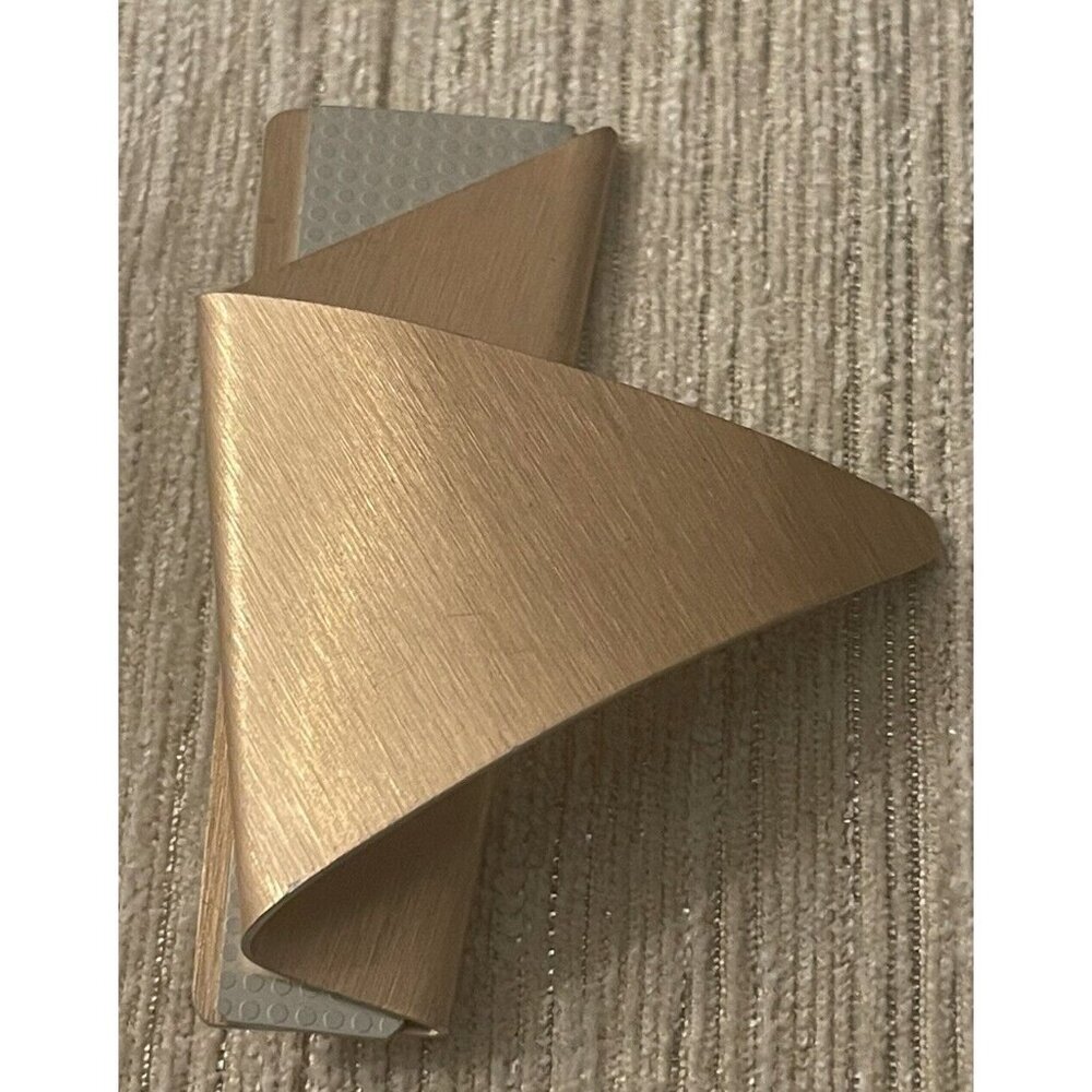 Vtg Abstract Modernist Brooch Artist Signed AB Textured Mixed Metals Rose Gold